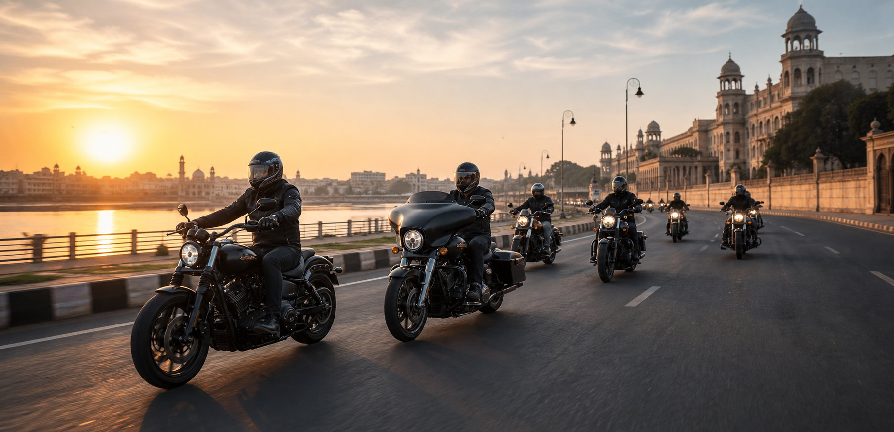 Iron Wings riders on a Lucknow road